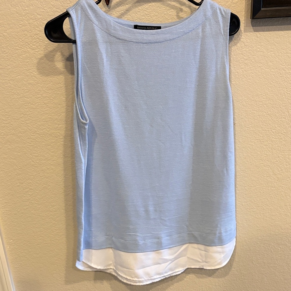 Banana Republic Light Blue and White Tank Top